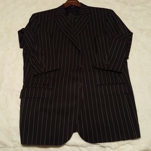 2 piece black suit w/white thin pinstripes